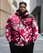 Men's Plus Size Casual Street Art Graffiti Zipper Hoodie
